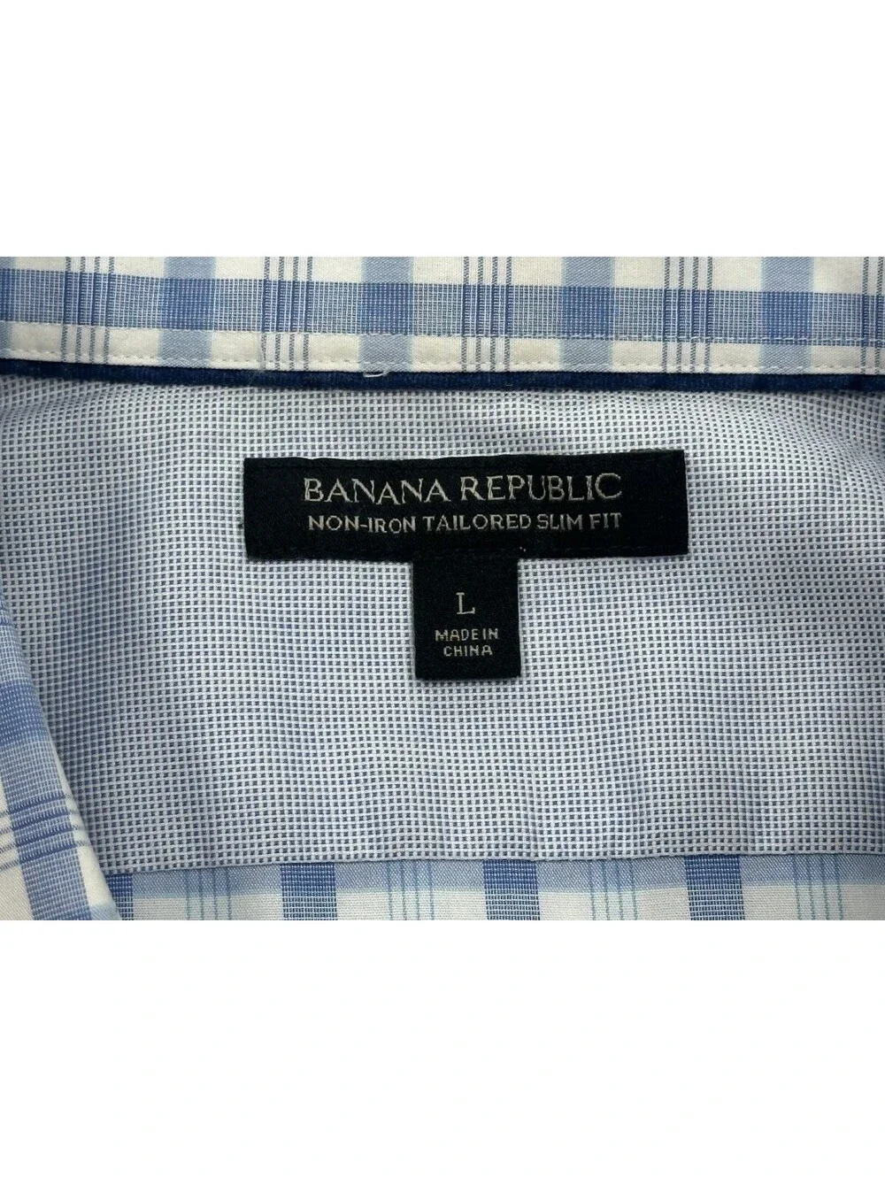 Banana Republic Non-Iron Tailored Slim Fit Check Blue Men L